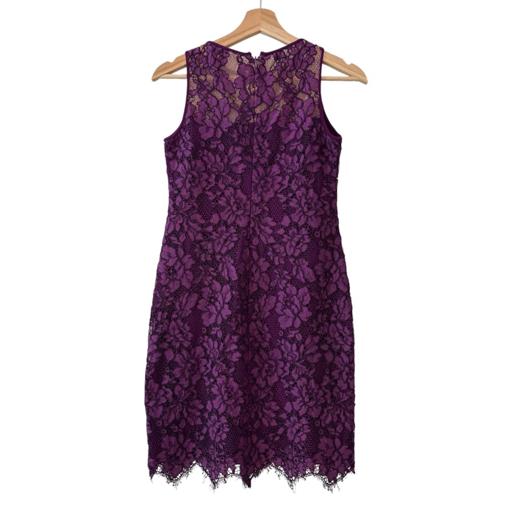 Ralph Lauren Melia Floral Lace Sheath Dress - Plum Purple Size 0P - Picture 4 of 10